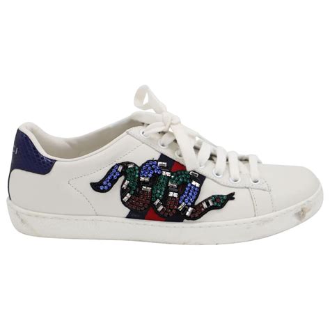 Sneakers in pelle con cristalli in Bianco 